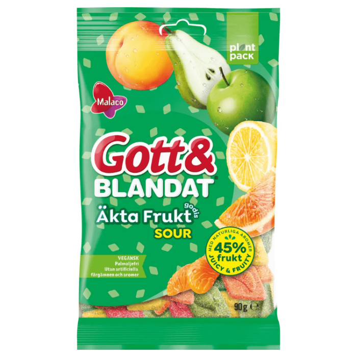 Malaco MAL G&B Äkta Frukt Sour 36 X 90 G
