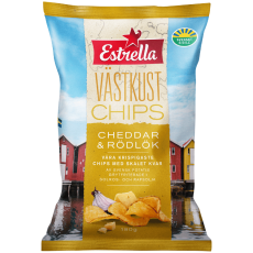 Estrella EST Västkustchips Äkta Cheddar & Rödlök 10 X 180 G